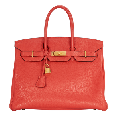 Birkin 35 in Clemence Rouge Casaque, &pound;9,500, Handbags, Red, Leather, Front view